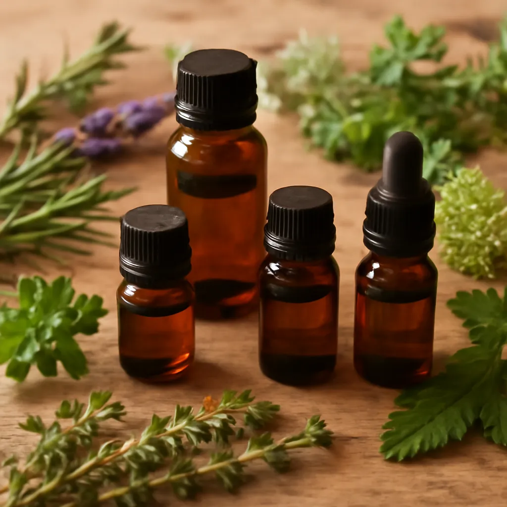 Collection d'huiles végétales et essentielles pour le massage, organisées par objectif