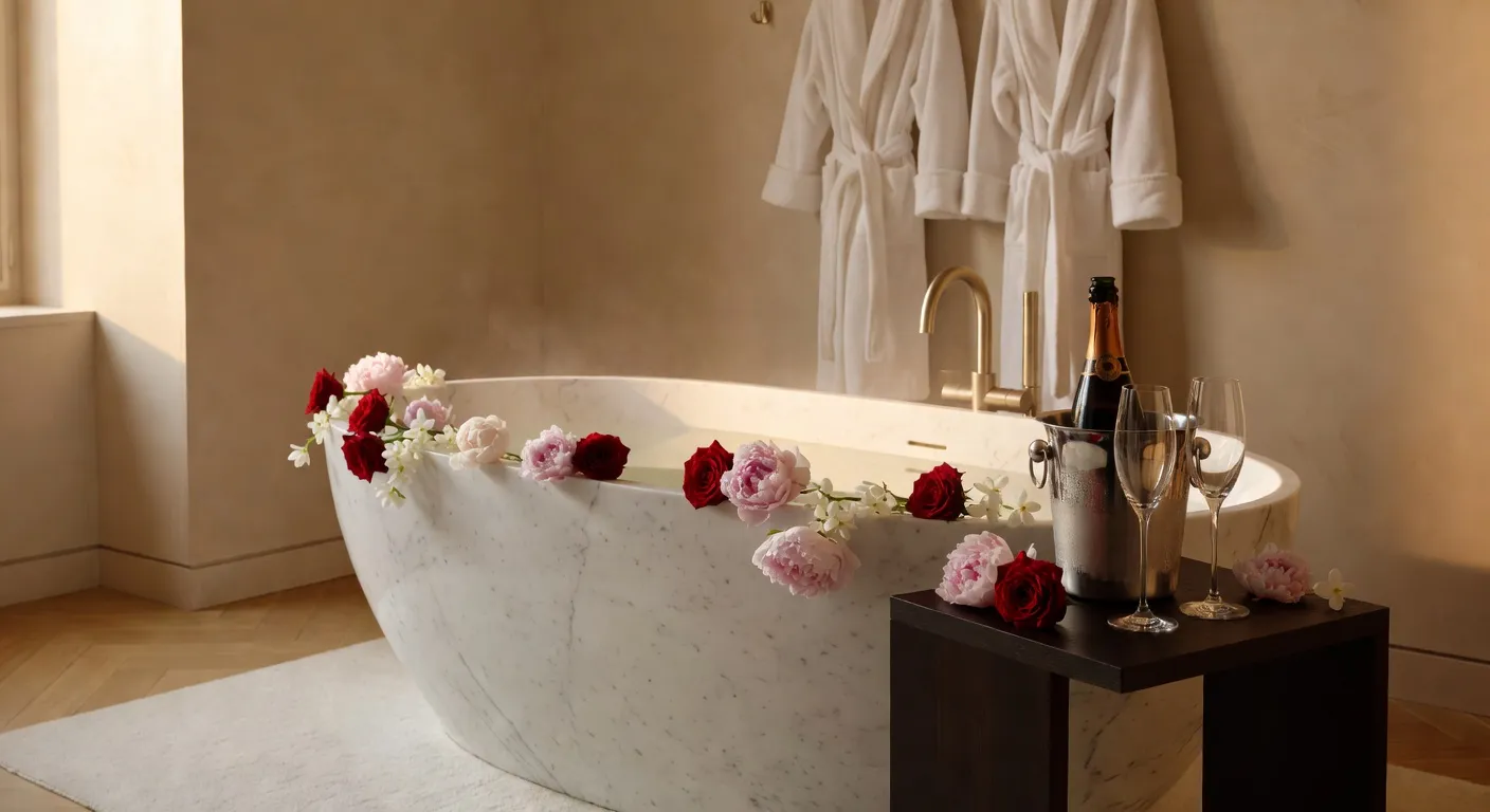Espace de relaxation d'un spa parisien — bassin d'eau, bougies et atmosphère intimiste